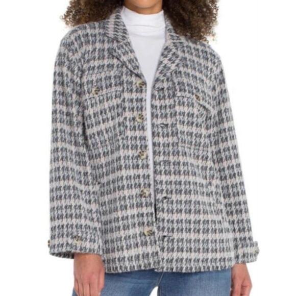 Liverpool Shacket Heather Houndstooth Button Front Shirt Jacket size Medium - Picture 1 of 12
